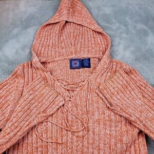 Next Era Cable Knit Hooded Sweater Womens Large Metalic Pink Hoodie Vintage